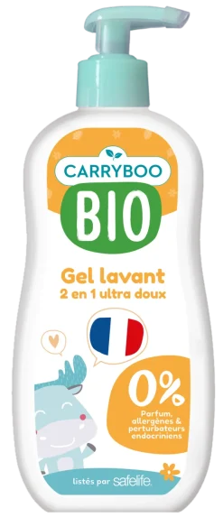 Gel lavant Carryboo à l'abricot bio-flacon pompe 500ml- 1 palette de 1218 unités