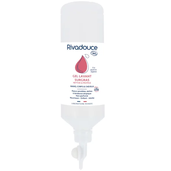 Gel lavant surgras Rivadouce bio flacon 1000ml airless - 1 carton de 12 unités