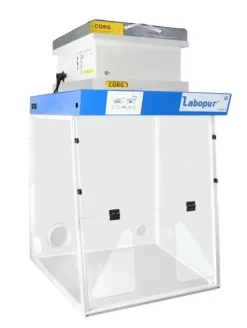 Hotte 600mm classe 1 2 passages main, avec plan verre feuilleté, détecteursat corg, 2 s cor et org