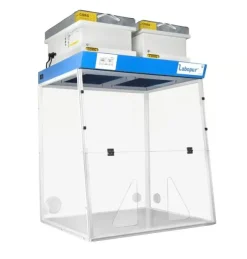 Hotte 900mm 2 colonne classe 1 2 passages main avec plan feuilleté, détecteursat corgs , 4 scorgs