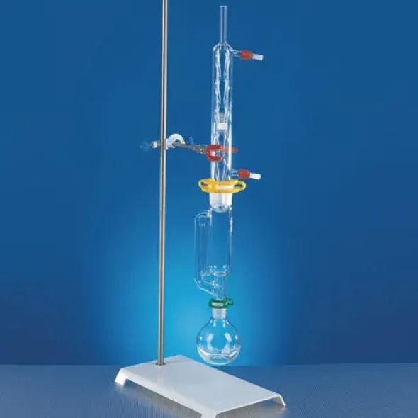 Kit Soxhlet complet : ballon fond rond 250 ml soxhlet 100 ml réfrigérant Allihn 250 mm joints clip