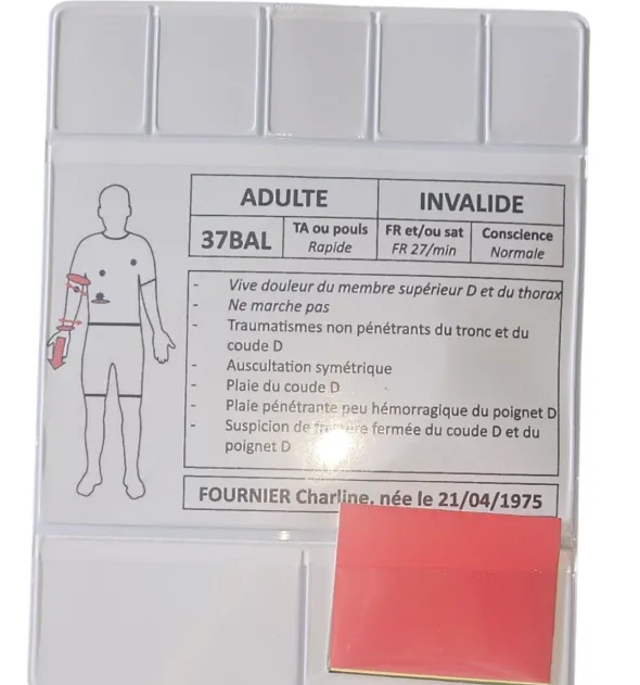Kit supplémentaire fiche patient balistique pour kit de formation Triasim - lot de 50