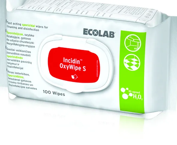 Lingette désinfectante et sporicide Incidin OxyWipes - 1 carton de 6 sachets de 100-