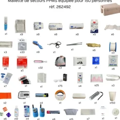 Mallette de secours rigide équipée - PPMS - 150 personnes - beige