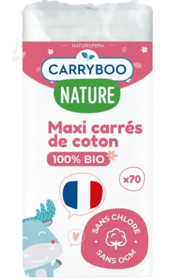 Maxi-carrés Carryboo en coton 100% bio - 1 palette de 47040 unités