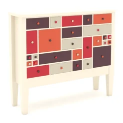 Meuble de fouille H113 - l. 120 x h. 113 x pr. 40 cm - structure hêtre massif laqué Beige Bouleau