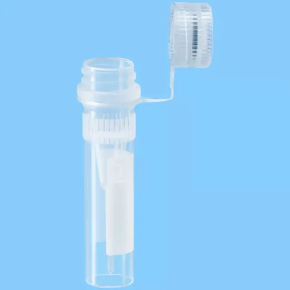 Microtube 0,5 ml cônique à jupe PP aplat blanc bouchon attaché à visser stérile/25 biosphère x 500