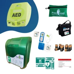 Pack intérieur : DEA ZOLL AED+, armoire Aivia IN (sans alarme), kit de premiers secours, signalétiques