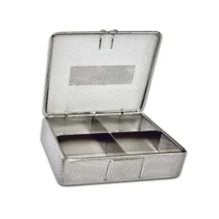 Panier de lavage - maille 1 x 1 et tôle - 4 compartiments - 140 x 150 x 50 mm