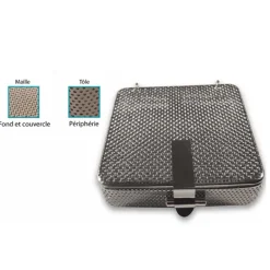 Panier de lavage - maille 1 x 1 et tôle microperforée - 80 x 80 x 20 mm