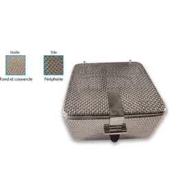 Panier de lavage - maille 1 x 1 et tôle microperforée - 80 x 80 x 40 mm