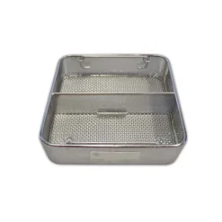 Panier de lavage - maille 4,5 x 4,5 et tôle - 2 compartiments - 240 x 150 x 70 mm