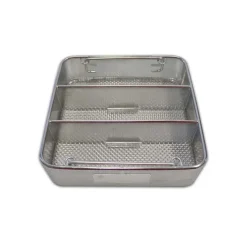 Panier de lavage - maille 4,5 x 4,5 et tôle - 3 compartiments - 240 x 250 x 70 mm