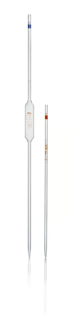 Pipette graduée en verre Type 1 zéro en haut classe AS 10 ml x 2