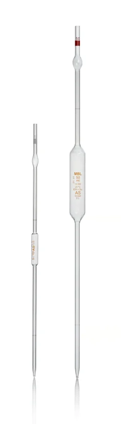 Pipette jaugée en verre classe AS 2 traits 20 ml, graduations ambrées x 2