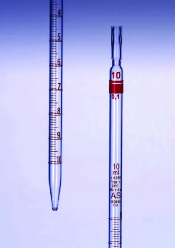 Pipette 2 ml droite verre sodocalcique graduée iso 835 x 2