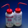 Pissette de sécurité anti-goutte PEBD 500 ml acétone bouchon rouge multilingue x 5