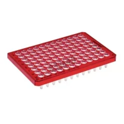 Plaque PCR twin tec 96 semi- jupée cadre couleur puits incolores - rouge x 25
