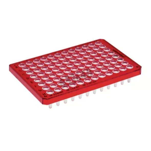 Plaque PCR twin tec 96 semi- jupée cadre couleur puits incolores - rouge x 25