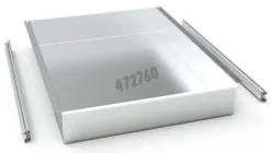 Plateau tiroir acier inox avec rail télescopique hauteur 105 mm ouverture jusqu'à 70 %, charge max 40 kg