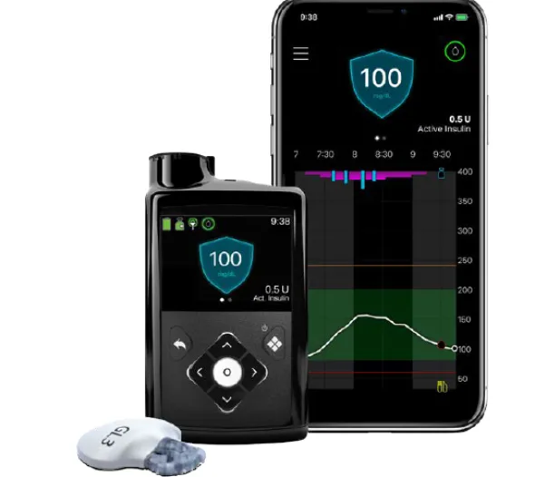 Pompe à insuline externe Minimed 780G avec réservoir 1,8 ml Technologie Smartguard Boucle semi fermée, version mg