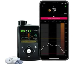 Pompe à insuline externe Minimed 740G avec réservoir 3 ml Technologie Arrêt avant Hypo, version mg