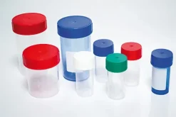 Pot droit 40 ml PP naturel hauteur 70 mm Ø 30 mm bouchon bleu x 100 x 10