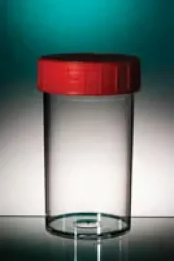 Pot droit 180 ml PP naturel hauteur 102 mm Ø 52 mm bouchon rouge stérile sal 10-3 x 264