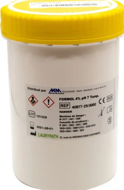 Pot 1000 ml contenant 500 ml de formol tamponné 4 % M/V ou 10 % V/V x 8 pots