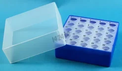 Rack cryo bleu pour tube EPPENDORF 5 ml - 5 x 5 emplacements h 67 mm PP