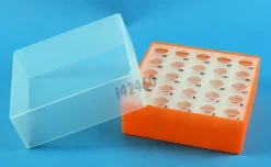 Rack cryo orange pour tube EPPENDORF 5 ml - 5 x 5 emplacements h 67 mm PP