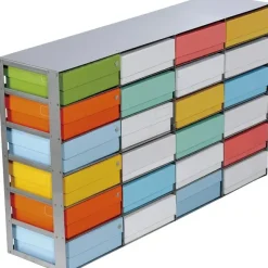 Rack de rangement horizontal 5 niveaux 15 boîtes