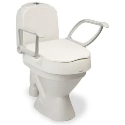 Rehausseur de toilettes Etac Cloo - hauteur réglable 6 ou 10 cm, inclinaison réglable - avec accoudoir