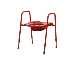 Rehausse WC sur pied Prima - bariatrique - composé cadre WC et assise, hauteur réglable - poids limite 200 kg - rouge