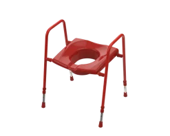 Rehausse WC sur pied Prima - bariatrique - composé cadre WC et assise, hauteur réglable - poids limite 200 kg - rouge