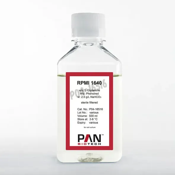 Rpmi 1640 sans l-glutamine phenol red avec 2.0 g/l nahco3 500 ml