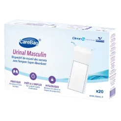 Sac urinal homme Cleanis Bag avec tampon absorbant - lot de 20