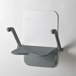 Siège de douche mural Etac Relax accoudoirs, dossier - l. 40 x p. 45cm - poids limite 125 kg - gris