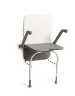Siège de douche mural Etac Relax accoudoirs - 40 x 45cm - poids lim. 150 kg - pieds gris + dossier blanc