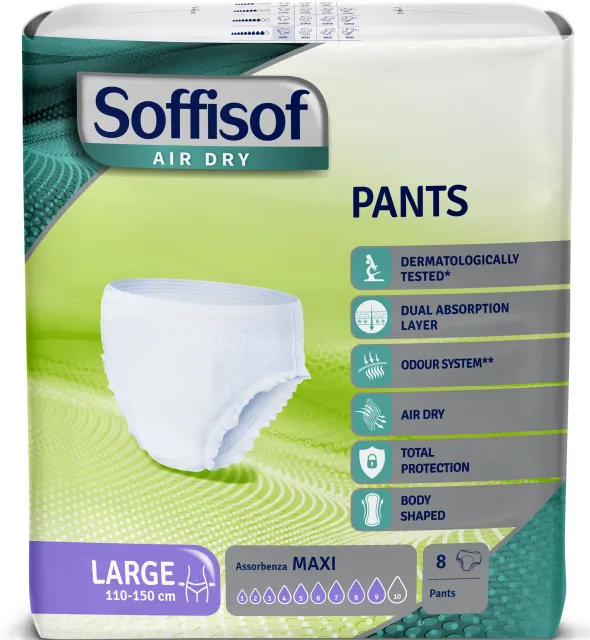 Slip Absorbant Soffisof Air Dry Maxi 9 gouttes Taille L - 1 palette de 1344 unités