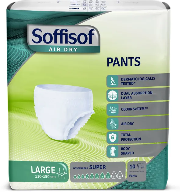 Slip Absorbant Soffisof Air Dry Super 8 gouttes Taille L - 1 palette de 1680 unités