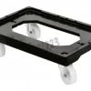 Socle rouleur 4 roues pivotantes chape inox - noir