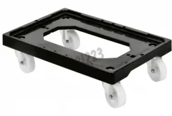 Socle rouleur 4 roues pivotantes chape inox - noir