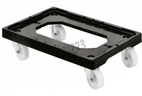 Socle rouleur 4 roues pivotantes chape inox - noir