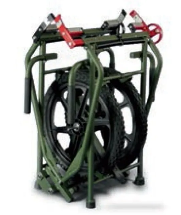 Support roulant militaire tout terrain - pliable - roues pleines - pour barquettes brancards, civières