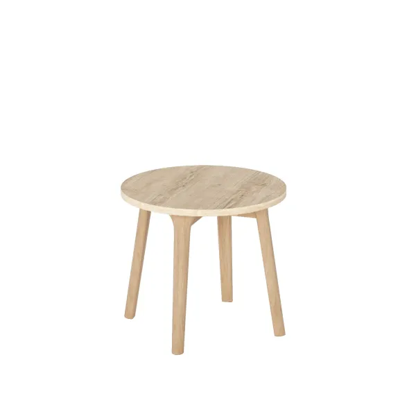 Table basse Cedric - Ø 47 x h.42 cm - plateau stratifié hydrofuge - 4 pieds frêne