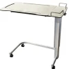 Table de lit Solido 3 - piétement U - 2 plateaux stratifié compact - 1 fixe, 1 inclinable - galerie anti-chute