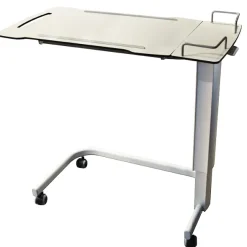 Table de lit Solido 3 - piétement U - 2 plateaux stratifié compact - 1 fixe, 1 inclinable - galerie anti-chute