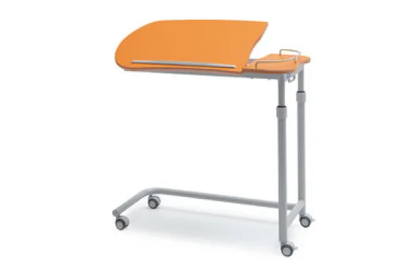 Table de lit TA529G - piétement U - 2 plateaux stratifié - 1 plateau fixe - 1 plateau inclinable