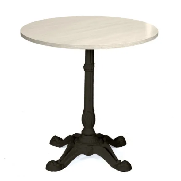 Table Parii - Ø 70 cm - plateau stratifié antibactérien chant ABS - piétement central fonte style bistrot